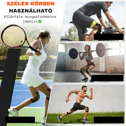 TestKomfort™ – Előre vágott, rugalmas, vízálló, bőrbarát kineziológiai térdszalag