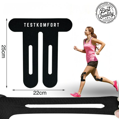 TestKomfort™ – Előre vágott, rugalmas, vízálló, bőrbarát kineziológiai térdszalag