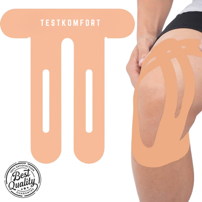 TestKomfort™ – Előre vágott, rugalmas, vízálló, bőrbarát kineziológiai térdszalag